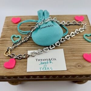 RARE Tiffany & Co. Heart Link Necklace Sterling Silver 18k Yellow Gold, 16 inch